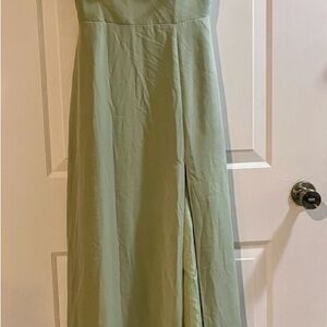 Azazie Sage Green Strapless Wedding Dress